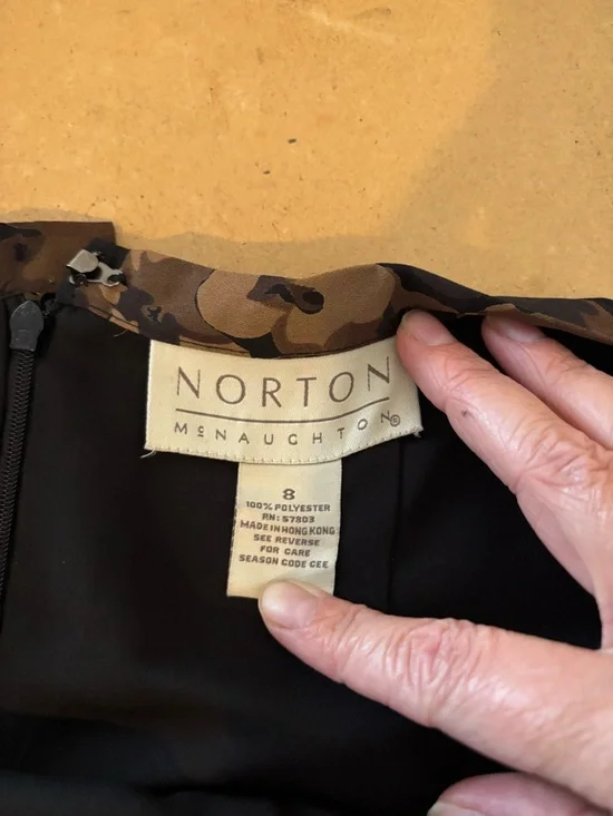 3/$20 Norton McNaughton Black Floral Maxi Skirt with Brown Roses - Picture 3 of 3